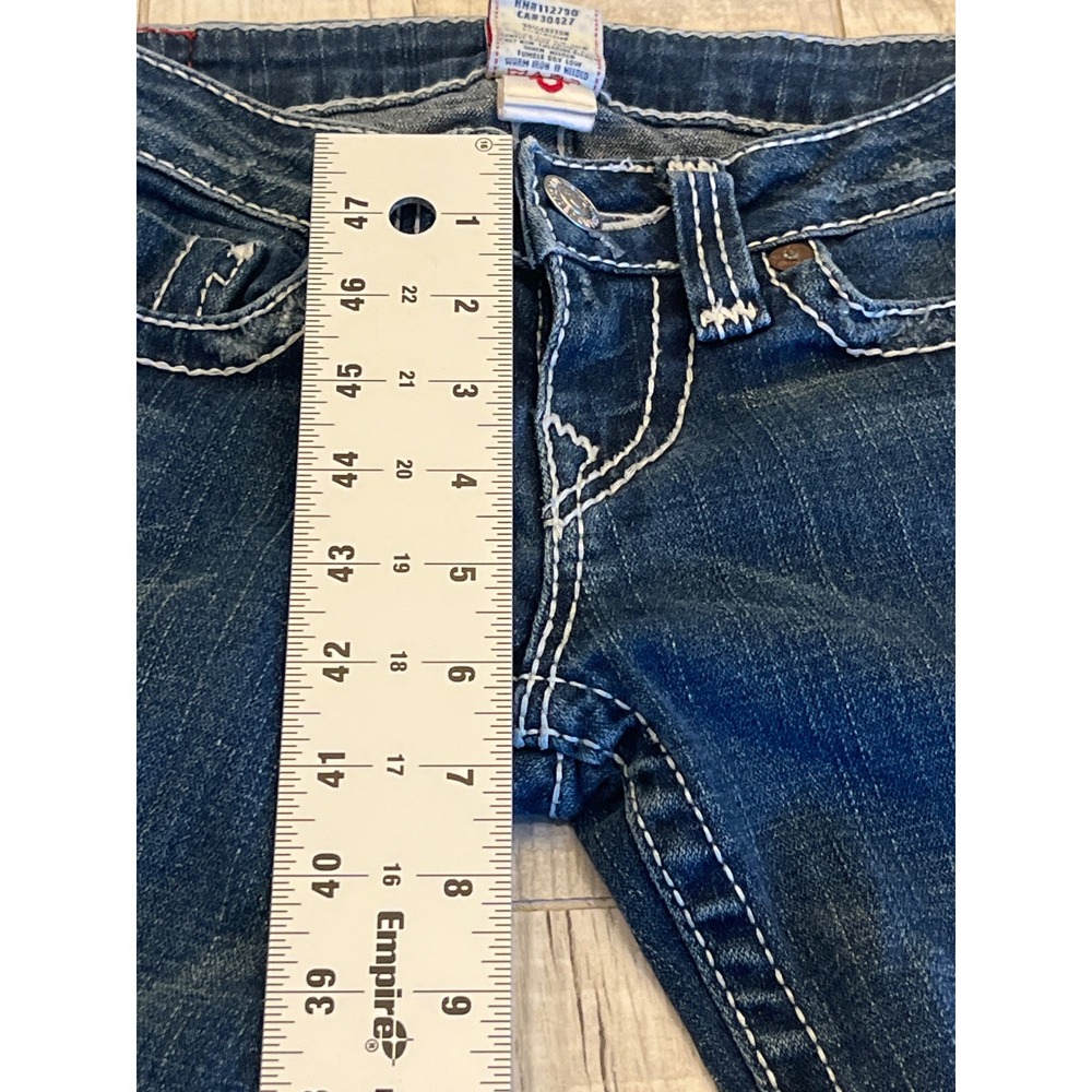 True Religion Stella Big T Skinny Jeans Dark‎ Wash White Stitch Size 26 Low Rise - Picture 5 of 10